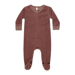 Quincy Mae 6/12 cranberry velour footie